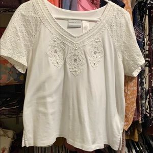 Alfred Dunner PL Embellished White Top